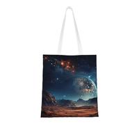 Brown Tote Bag - Stylish Canvas Tote Bags for Women, Reusable Grocery Shopping Cloth Bag, Enchanting Planet, One Size