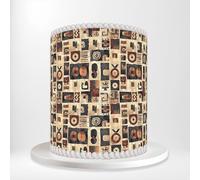 Brown Tribal African Geometric Ethnic Wrap Around Print A4 Edible Paper Icing Sheet Cake Topper Side Ribbon Border Decor for Personalised Themed Decorations