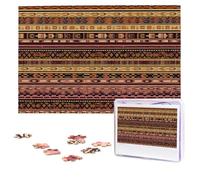 Brown Tribal Pattern Puzzles 1000 Pieces Personalized Jigsaw Puzzles Photos Puzzle for Adults Challenging Picture Puzzle with storage bag Puzzles for Men Women Home Decor (10.2" x 15")