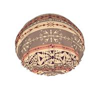 Brown Tribal With Ethnic Waterproof Shower Cap,Elastic Bathing Hair Cap Environmental Protection Hair Bath Caps, Double WaterproofBathing Shower Hat