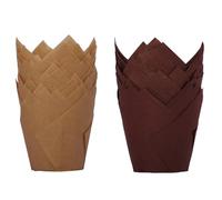 Brown Tulip Cupcake Cases - 100PC, Muffin Liners in Natural & Brown, Tulip Cupcake & Muffin Baking Paper Cases