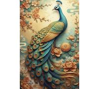 Brown & Turquoise Peacock: Japanese Ornamental A5 Lined Notebook (Imperial Japan Collection)