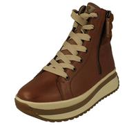 Rieker Ladies Chunky Platform Fleece Lined Ankle Boots W0962-24 - Brown Leather - UK Size 4 - EU Size 37 - US Size 6