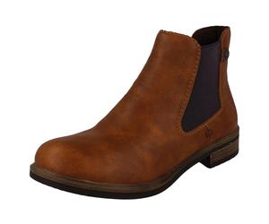 (Brown, UK 5) Ladies Rieker Elasticated Gusset Panel Chelsea Boots 72254