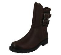 Clarks Ladies Clarks Warmlined Ankle Boots Orinoco2 Buckle - Dark Brown - UK 6