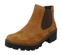 (Brown, UK 7.5) Ladies Rieker Chunky Gusset Detailed Heeled Ankle Boots 79265