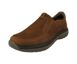 (Brown, UK 7.5) Mens Clarks Slip On Shoes Clarks Pro Step - H Fit