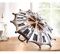 Brown Umbrella Table Clock - Decorative Metal Novelty Design Quartz Movement Tabletop Analogue Clock with Large Roman Numerals for Living Dining Room or Bedroom - Measures H19 x W19 x D17cm