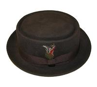 Brown Unisex Superb Foldable Pork Pie Trilby Hat with Matching Band and Removable Feather 100% Wool Hand Made (XLarge)