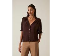 Brown V-neck Jersey Blouse James Lakeland Brown 10