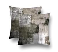 Brown Velvet Abstract Pillow Covers Set of 2 Modern Accent Gray Throw Pillow Cover Soft Elegant Farmhouse Decorative Couch Cushion Cover for Bed Living Room Chair Outdoor Sofa Pillowcases 18x18 Inch