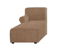 Brown Velvet L-Sd Sectal Sofa Slipcover Soft Anti-Slip Chaise Loun Protector Machine Washable Couch Cover for Left-Facing Fur