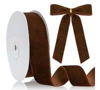 Brown Velvet Ribbon - 38 MMX 10 Yards Luxury Single-Face Ribbon for Christmas Tree Decorations, Gift Wrapping, Xmas Velvet Bows Making, Crafting (Coffee)