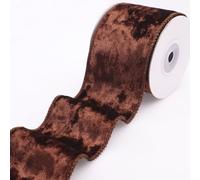 Brown Velvet Ribbon Velvet Wired Ribbon 2.5Inch Wide Fabric Ribbon Trim Single Face Spool Satin Ribbons for Gift Wrapping Bow Making Christmas Decoration(5Yards)