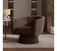 Brown Velvet Swivel Armchair - Cairo
