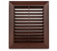 Brown Ventilation Grille, 110mm x 140mm with Insect Mesh, Angled Louvers, Wall Mount Air Vent Grille