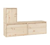 (brown) vidaXL 3x Solid Wood Pine TV Cabinets Wall Mounted Shelf Stand Multi Colours