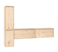 (brown) vidaXL 4x Solid Wood Pine TV Cabinets Storage Floating Cabinet Multi Colours