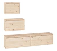 (brown) vidaXL 4x Solid Wood Pine TV Cabinets Wall Mounted Shelf Stand Multi Colours