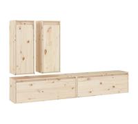 (brown) vidaXL 4x Solid Wood Pine TV Cabinets Wall Mounted Shelf Stand Multi Colours
