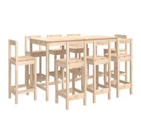 vidaXL 9 Piece Bar Set Solid Wood Pine, Brown
