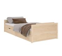 Vidaxl Bed Frame With Drawers Solid Wood Pine 90X200 Cm, Brown