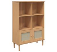(brown) vidaXL Bookcase Bookshelf Storage Cabinet SENJA Rattan Look Solid Wood Pine