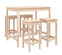 (brown) vidaXL Garden Bar Set Wooden Table and Chairs Pub Set 5 Piece Solid Wood Pine