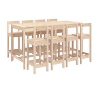 (brown) vidaXL Garden Bar Set Wooden Table and Chairs Pub Set 9 Piece Solid Wood Pine