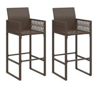 (brown) vidaXL Garden Bar Stools Patio Bar Chair Outdoor Pub Chair 2 pcs Poly Rattan