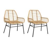 (brown) vidaXL Garden Chairs Outdoor Chair Patio Dining Chair Seat 2 pcs Poly Rattan