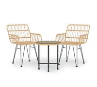 vidaXL 3 Piece Garden Dining Set Poly Rattan, Brown