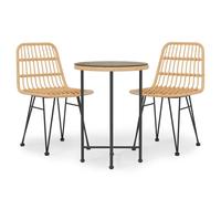 vidaXL 3 Piece Garden Dining Set Poly Rattan, Brown