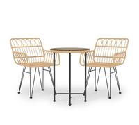 vidaXL 3 Piece Garden Dining Set Poly Rattan