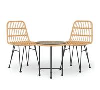 vidaXL 3 Piece Garden Dining Set Poly Rattan, Brown