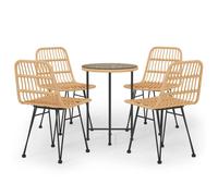 vidaXL 5 Piece Garden Dining Set Poly Rattan, Brown