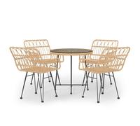 Garden Dining Set 5 Piece Poly Rattan Dining Table Chair Black/Brown vidaXL