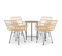 (brown) vidaXL Garden Dining Set 5 Piece Poly Rattan Dining Table Chair Black/Brown