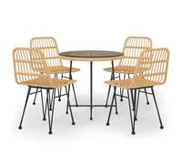 (brown) vidaXL Garden Dining Set 5 Piece Poly Rattan Dining Table Chair Black/Brown
