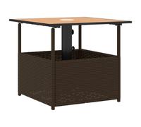 (brown) vidaXL Garden Table with Parasol Hole Outdoor Table Side Table Poly Rattan