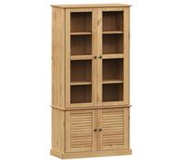 (brown) vidaXL Glass Display Cabinet Wooden Kitchen Cupboard VIGO Solid Wood Pine