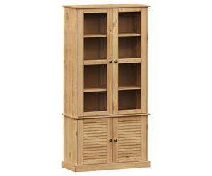 (brown) vidaXL Glass Display Cabinet Wooden Kitchen Cupboard VIGO Solid Wood Pine