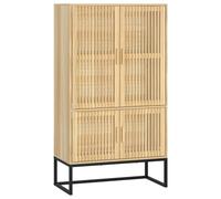 vidaXL Highboard 70x35x125 cm in Scandinavian Style: Solid Pine Doors, Engineered Wood, Ample Storage Space, Sturdy Iron Feet, Easy Assembly - Brown