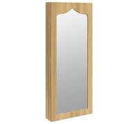 vidaXL Wall-Mounted Mirror Jewellery Cabinet- Engineered Wood Construction with Veneer Covering - Includes Lockable Door for Enhanced Security - Ample Storage Space