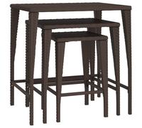 Nesting Tables 3 pcs Brown Poly Rattan