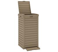 Garbage Bin Light Brown 41x41x86cm Polypropylene 118L Outdoor Imitation Wood Lid