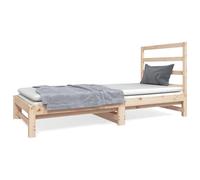 Daybed Solid Pinewood Brown 195.5x182x30cm Pull-Out 2x90x190cm Slatted Sofa Bed