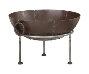 (brown) vidaXL Rustic Fire Pit Iron Garden Camping Furnace Patio Heater Bowl Fireplace