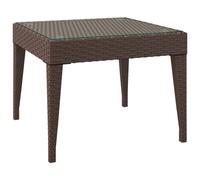 (brown) vidaXL Side Table End Table Side Coffee Table Poly Rattan and Tempered Glass