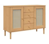 (brown) vidaXL Sideboard Cupboard Storage Highboard SENJA Rattan Look Solid Wood Pine